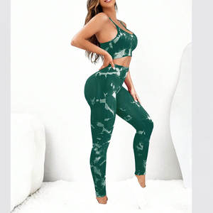 Ensembles de fitness pour femmes taille élastique solide-Marque privée Sublimation Imprimé 2pcs Ensembles soutien-gorge et legging Léger Respirant - Product Image 2