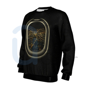 Sudadera de calidad superior, camiseta negra de gran tamaño de lana de algodón pesado, jersey de manga larga, impresión personalizada, proveedor OEM - Product Image 4