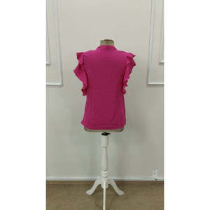 Blusa Dubai de Manga Corta con Cuello en V y Mangas con Volantes para Mujer, 36132 - Rosa - Product Image 6