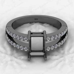 แหวนตั้งอัญมณีรูปแปดเหลี่ยมและเพชรสังเคราะห์ขนาด8x6มม. ทำจาก925สำหรับผู้หญิงแหวนเงินแท้พร้อมตัวยึด CZ - Product Image 2