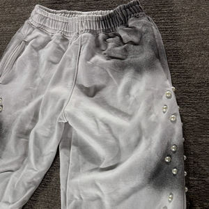 Baggy de jogging personnalisé pour hommes, pantalon de survêtement décontracté en éponge française 100% coton, extérieur, diamant, taille élastique, sport avec strass - Product Image 3