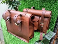 ENSEMBLE de sac de vélo de moto de selle de rouleau vintage en cuir