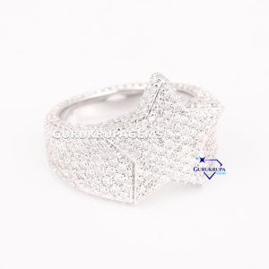 Personalizado rapero Hip Hop anillo joyería 925 plata esterlina Iced Out hombres VVS laboratorio crecido diamante hombres estrella anillo - Product Image 6