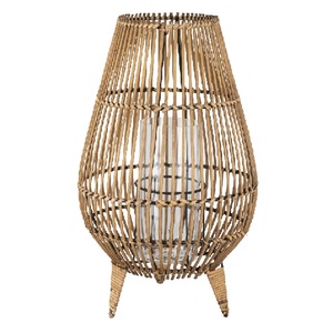 Nouvelle arrivée Lanterne conique en rotin faite à la main personnalisée avec poignée et insert en verre Bougeoir naturel avec abat-jour en verre - Product Image 1