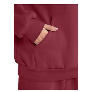 Couleur unie femmes surdimensionné polaire survêtements meilleure qualité 2 pièces Gym Fitness porter pull à capuche pantalons de survêtement ensemble femmes 2026 - Product Image 4