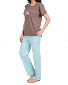 Conjunto de pijama estampado de verano para mujer, Top y pantalones de manga larga con cuello redondo - Product Image 2