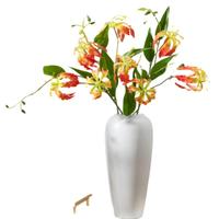 Lebensechte Künstliche Gloriosa-Lilie, Seidenblume für Heim- und Hochzeitsvasen-Arrangements, Dekorative Kunstblumen