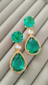 Women's Classically Styled 925 Sterling Silver 18K Gold Plated Multishape Yellow <b>Onyx</b> <b>Earrings</b> Silicone Fashion Jewelry Sets - Product Image 2