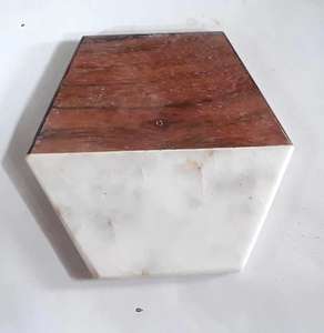 2025 dessous de verre épissé d'acacia en marbre direct d'usine sous-verres hexagonaux en bois naturel tapis et tampons fabricant d'artisanat fait à la main - Product Image 1