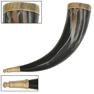 Cuerno vikingo antiguo con estilo para beber con cuerno para beber de Color Natural personalizado con cuerno tallado de soporte para ocasión navideña - Product Image 2