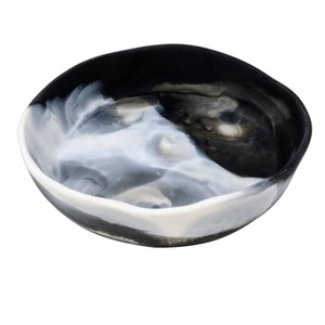 Bol à salade en résine bleue de forme arrondie, vaisselle, bols à soupe, bols pour fruits secs et sucreries, vaisselle en bois - Product Image 4