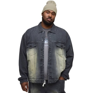 Veste en jean décontractée pour homme, design personnalisé, avec boutons, effet vieilli, strass, coupe-vent et écologique, vente en gros - Product Image 1