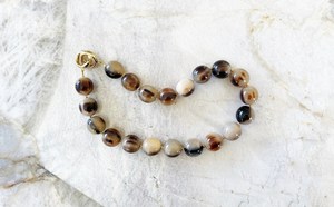 Hand-crafted 20mm Beaded <b>Necklace</b> Buffalo Horn <b>Interlocking</b> Ring Clasp Nautical Style Animal Natural Crafts Christmas New Year - Product Image 6