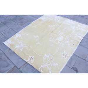 พรมวินเทจขนาด 6x5 ฟุต, พรมตุรกี, พรมลายตารางสีขาวน้ำตาล - Product Image 2