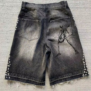 Custom Fashion Design Streetwear Jeans Hombres Denim Rhinestone Shorts para Hombres Precio Bajo - Product Image 4