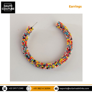 Experts en vente de style classique 6 cm de diamètre brodé à la main perlé fête porter des boucles d'oreilles créoles pour femmes - Product Image 5