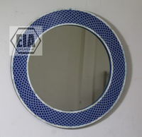Miroir mural rond en MDF avec incrustations de os, style moderne, art indien exotique, décoratif, pour salle de bain, thème Thanksgiving, couleur or