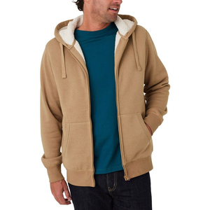 Sweat à capuche pour homme en molleton sherpa à fermeture éclair, 100% coton, personnalisé, à séchage rapide, prix fabricant, hiver, broderie unie, teinture unie - Product Image 1
