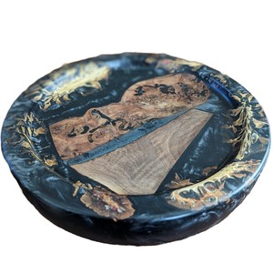 Cuencos de madera hechos a mano grandes de madera de mango acabado con capa de resina con pegatina de diseñador personalizada, cuenco de madera interior esmaltado - Product Image 4