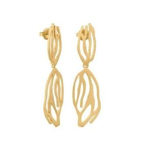 ต่างหูโลหะทำมือทันสมัยที่มีรูปแบบที่ได้แรงบันดาลใจจากธรรมชาติที่ละเอียดอ่อนและผิวเคลือบด้านออกซิไดซ์สำหรับผู้หญิง - Product Image 1