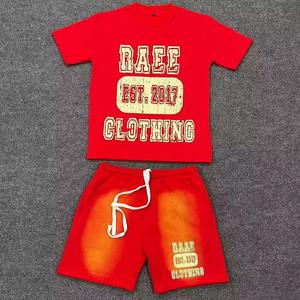 ชุดเสื้อผ้าวาฟเฟิลแขนสั้นสำหรับผู้ชาย, เซ็ตเสื้อยืดและกางเกงขาสั้น2ชิ้นสำหรับฤดูร้อนสไตล์สตรีทแวร์คุณภาพสูง - Product Image 1