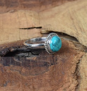 Bague chaude faite à la main bijoux promesse déclaration bague bijoux Turquoise pierre précieuse 925 argent Sterling solide bague femmes bague bijoux - Product Image 3