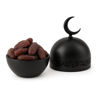 Green Crescent Date Bowl mit Kuppel deckel Islamic Gift Tray für Ramadan Eid Sweet Dish Hot Selling Dekorations artikel
