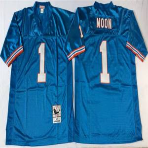 Nuevas Camisetas de Fútbol Americano Vintage 1 Warren Moon 34 Earl Campbell 9 Steve McNair 74 Bruce Matthews Azul Blanco para Hombre - Product Image 1