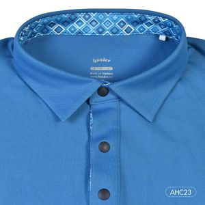Men's Blue Classic for Shirt Short Sleeve Solid Color Breathable Quick Dry 100% Polyester Knitted Fabric Digital Printing Front - Product Image 3