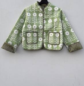 Chaqueta de bombardero acolchada de algodón hecha a mano para mujer, bordado acolchado, cuello levantado, transpirable, informal, ropa de invierno, cómodo, corto - Product Image 4