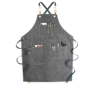 Tablier en coton sans manches unisexe avec poche, logo personnalisé, fournitures de nettoyage professionnelles, réglable, résistant à l'eau, noir - Product Image 1