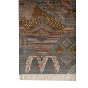 Alfombras de Seda Anudadas a Mano Manchaha Green LSL-318 9x12 Abstract Aubusson para Decoración de Sala de Estar, Nueva Llegada - Alfombras Jaipur US - Product Image 4