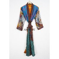 Robe Kimono Japonaise Vintage Unique Faite à la Main en Soie pour Femme, Patchwork Longue Élégante et Douce pour l'Été et le Printemps, Vêtement de Nuit Respirant de Haute Qualité