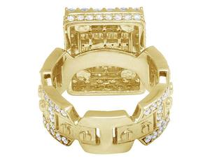 Anillo de Banda Ancha de Oro Blanco de 10K Personalizado con Diamantes Cultivados en Laboratorio, Diseño de Racimo de Baguette, Joyería para Hombre - Product Image 6