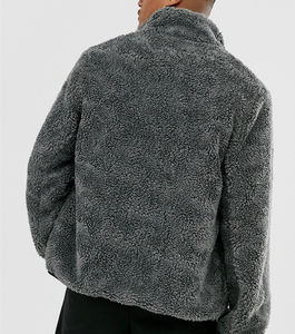 Chaqueta de Invierno de Forro Polar Sherpa con Cremallera de Color Sólido Personalizada al por Mayor, Chaqueta de Moda Urbana para Hombre - Product Image 4