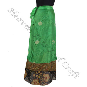 Faldas envolventes de seda para mujer de alta moda, 2 capas Reversible Magic Silk Saris Wrap, falda larga, tela de seda impresa, envoltura mágica de 38 pulgadas - Product Image 4