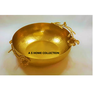 Snacks Bol De Service Nouveau Personnalisé Plaqué Or En Aluminium Métal Texture Martelée Statue Humaine Conception Bol Rond - Product Image 3