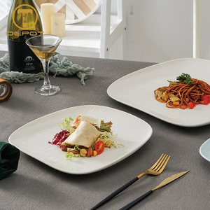 Assiette carrée en céramique texturée <span class=keywords><strong>de</strong></span> 15 pouces, grand plat <span class=keywords><strong>de</strong></span> service <span class=keywords><strong>de</strong></span> 36 cm pour la restauration fine européenne et les restaurants nordiques - Product Image 5