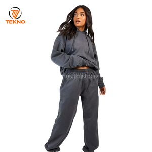Chándal con capucha de 2 piezas para mujer, ropa deportiva de talla grande para invierno, Conjunto de sudadera transpirable, pantalones de chándal, servicio OEM Unisex - Product Image 2