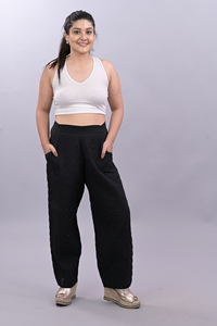 Nonwoven Anti-Wrinkle Loose Fit Vintage Fashion Pants Ladies Wide Leg Long Cotton Solid Pants Casual <b>Summer</b> Elastic Waist Pocket - Product Image 3