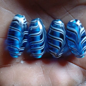 งานหัตถกรรมลูกปัดแก้วลูกแพร์สีฟ้าสีขาว13x13มม. มีกลิ่นหอมลูกปัดเมล็ดลูกปัดหลวม spacer เครื่องประดับ DIY ทำสร้อยข้อมือ - Product Image 1