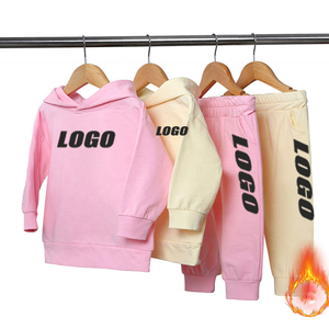 Conjunto Deportivo de Felpa de Algodón Ecológico para Niños, Unisex, Grueso, con Capucha y Pantalones Deportivos, Impresión de Logotipo Personalizado, Invierno, Casual para Niños y Niñas - Product Image 5