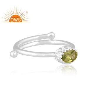 Latest Design Fine Sterling Silver Natural Peridot Gemstone Bezel Setting <b>Adjustable</b> <b>Ring</b> Jewelry for Women Wedding Gift - Product Image 3