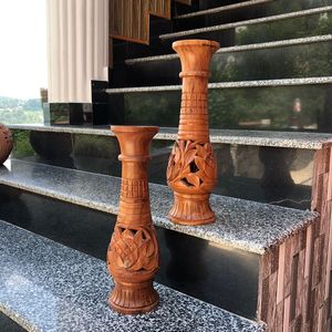 Florero de madera tallado a mano para decoración del hogar, florero de madera hecho a medida para interior - Product Image 5