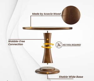 Juego de 3 soportes para pasteles de madera de acacia, soporte para cupcakes de granja rústica, soporte de Pedestal para pasteles de boda y cumpleaños, 3 piezas de postre - Product Image 3