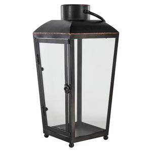 Juego de 2 Portavelas de Metal y Vidrio Marrón al por Mayor, Faroles Modernos de Decoración Tradicional para el Hogar, Faroles de Mesa con Tapa Martillada - Product Image 4