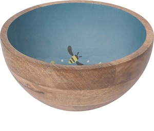 Tazón de masa de madera para servir ensalada de verduras con estampado de esmalte personalizado, ensaladera al por mayor de madera grande, tazón de madera - Product Image 3