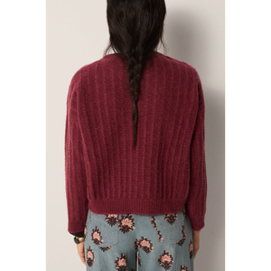 Cárdigan Vintage NINA para Mujer, Transpirable, Talla XS, Suéter de Punto con Estampado de Vino y Logotipo Frontal para Invierno - Product Image 2