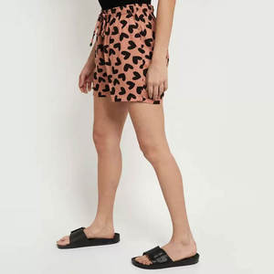 High Quality Women Heart Print Casual Shorts Summer Beach Drawstring High Waist Loose Pajama Shorts <b>Elastic</b> Waist Home Wear - Product Image 4