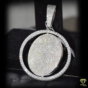 Pendentif pavé rond en argent sterling 925 avec diamants cultivés en laboratoire VVS - Product Image 4